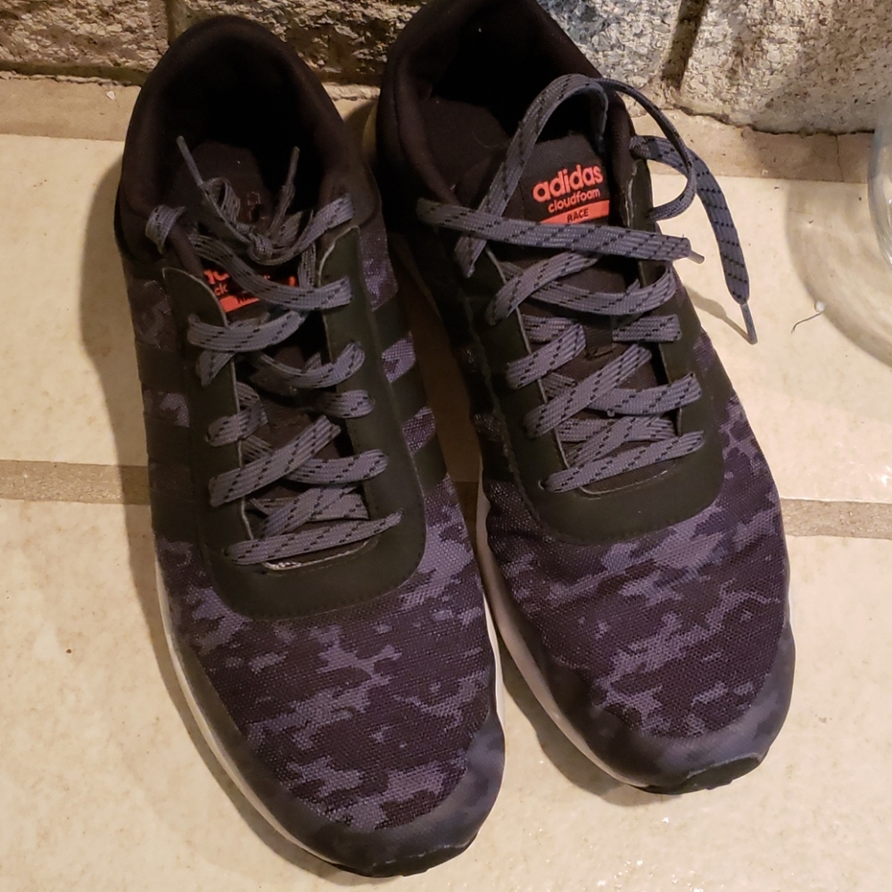 Adidas Cloudfoam Black and Gray Camo Sneakers
